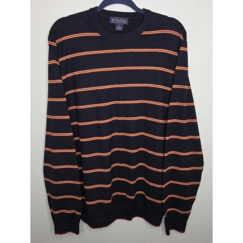 Brooks Brothers Extra Fine Italian Merino Wool Knit Sweater Navy Men's XL *Read